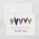 Carte De Correspondance Coeurs de Merci coeur Avocado Magenta (Devant / Derrière)