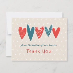 Carte De Correspondance Coeurs de Merci coeur Turquoise Rouge
