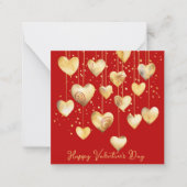 Carte De Correspondance Cœurs d'or sur une ficelle (Devant)