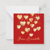 Carte De Correspondance Coeurs or sur une chaîne (Dos)