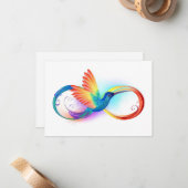Carte De Correspondance Colibri arc-en-ciel avec symbole Infinity (Devant/Arrière en situation)