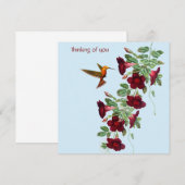 Carte De Correspondance Colibri et Fleurs Rouges (Devant / Derrière)