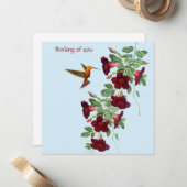 Carte De Correspondance Colibri et Fleurs Rouges (Devant/Arrière en situation)