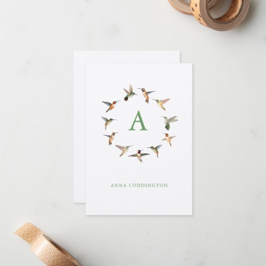 Carte De Correspondance Colibri Monogram (Devant/Arrière en situation)