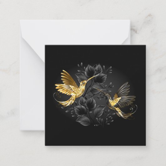 Carte De Correspondance Colibri noir et or (Devant)