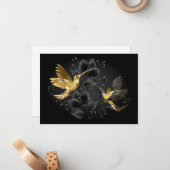 Carte De Correspondance Colibri noir et or (Devant/Arrière en situation)