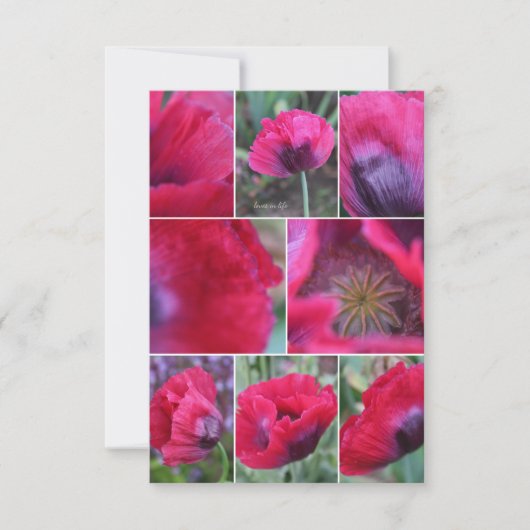 Carte De Correspondance Collage Coquelicot Rose (Devant)