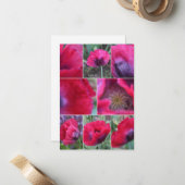 Carte De Correspondance Collage Coquelicot Rose (Devant/Arrière en situation)