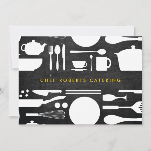 Carte De Correspondance Collage de cuisine sur bois noir (Devant)