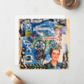 Carte De Correspondance Collage de médias mixtes abstrait (Devant/Arrière en situation)