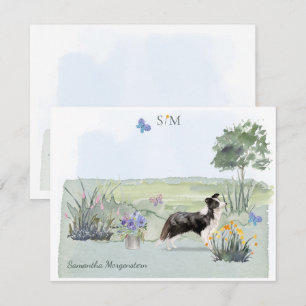 Carte De Correspondance Collie Bouton Papillon de chien de la frontière No