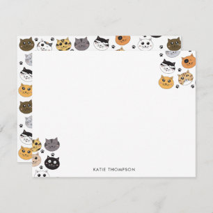Carte De Correspondance Coloré Cute Funny Chats & Motif Paw
