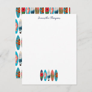 Carte De Correspondance Coloré Retro Surfboards Motif Nom personnalisé
