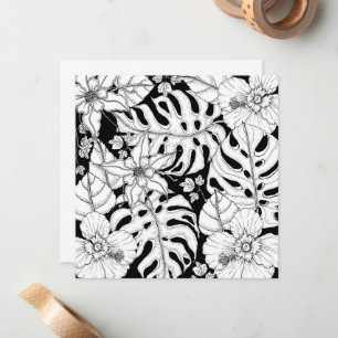 Carte De Correspondance Colorez vos propres Feuilles et fleurs tropicaux