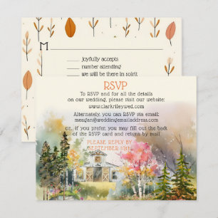 Carte De Correspondance Colorful Fall Rustique Blanc Grange Mariage RSVP C