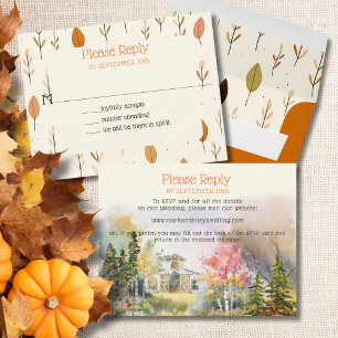 Carte De Correspondance Colorful Fall Rustique Blanc Grange Mariage RSVP C