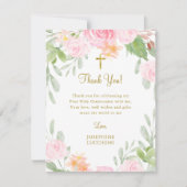 Carte De Correspondance Communion florale floue ou Merci du baptême (Devant)