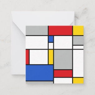 Carte De Correspondance Composition de couleur de style mondrique géométri
