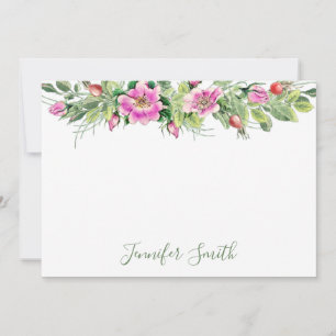 Carte De Correspondance Composition florale de roses roses à l'aquarelle
