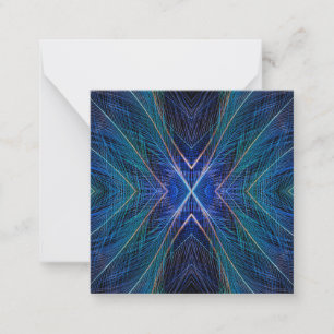 Carte De Correspondance Conception de plume fractale bleue