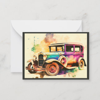 CARTE DE CORRESPONDANCE CONCEPTION ÉLÉGANTE DE VOITURE VINTAGE WATERCOLOR