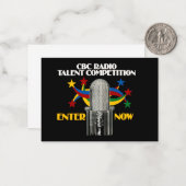 Carte De Correspondance Concours CBC Radio Talent - promo (Devant/Arrière en situation)