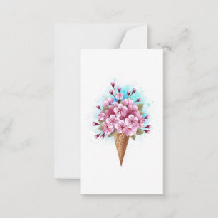 Carte De Correspondance Cône de gaufre de glace rose Sakura