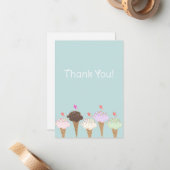 Carte De Correspondance Cône de glace mignon merci (Devant/Arrière en situation)