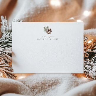 Carte De Correspondance Cône de pin personnalisé et feuilles de bois d'hiv