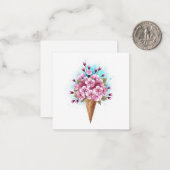 Carte De Correspondance Cône rose Sakura crème glacée gaufre (Devant/Arrière en situation)