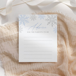 Carte De Correspondance Conseil Baby shower pour bonhomme Blue Snowflake