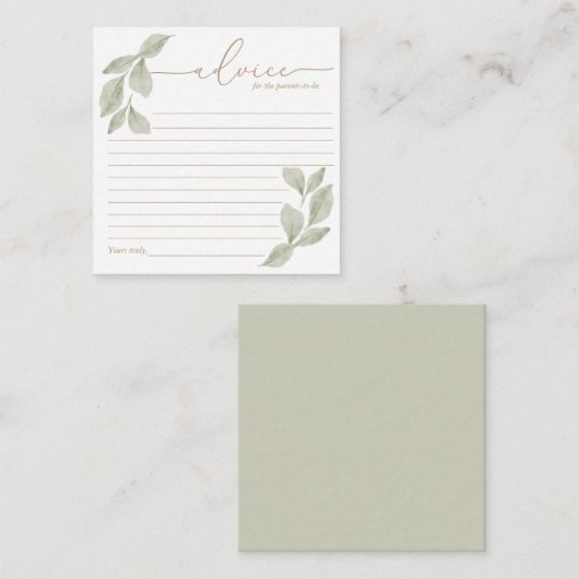 Carte De Correspondance Conseil de Baby shower d'aquarelle budgétaire Euca (Devant / Derrière)