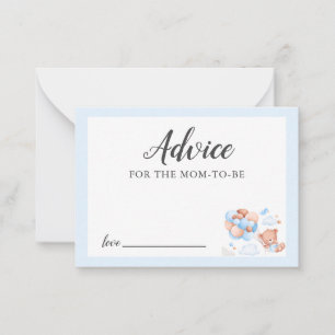 Carte De Correspondance Conseil pour le Baby shower Ours en Teddy Bleu mam