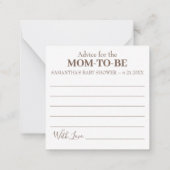 Carte De Correspondance Conseil pour maman Baby shower Insertion (Dos)