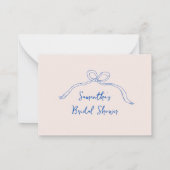 Carte De Correspondance Conseil & souhaits Bleu Bow Fête des mariées tirée (Dos)