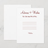 Carte De Correspondance conseils et souhaits mariage couple ajouter le nom (Devant / Derrière)