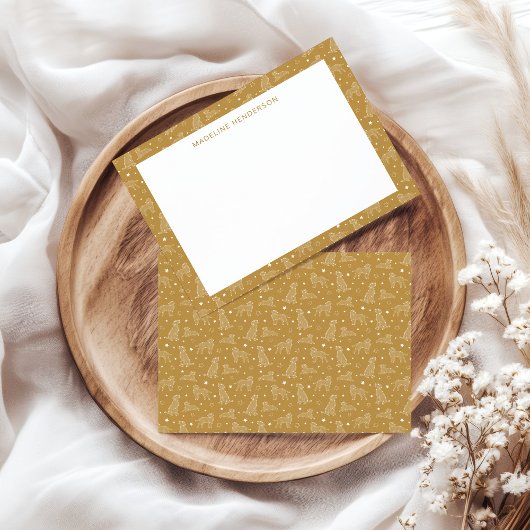 Carte De Correspondance Constellations de chien lunaire Monogramme jaune