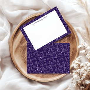 Carte De Correspondance Constellations Whimsical Chien Monogramme pourpre