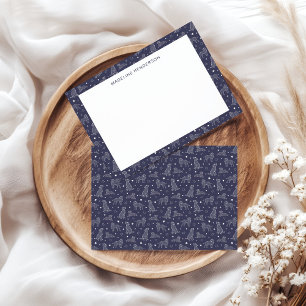 Carte De Correspondance Constellations Whimsical Dog Dusty Blue Monogramme