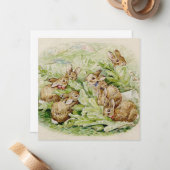 Carte De Correspondance Conte de Beatrix Potter sur les lapins Flopsy (Devant/Arrière en situation)