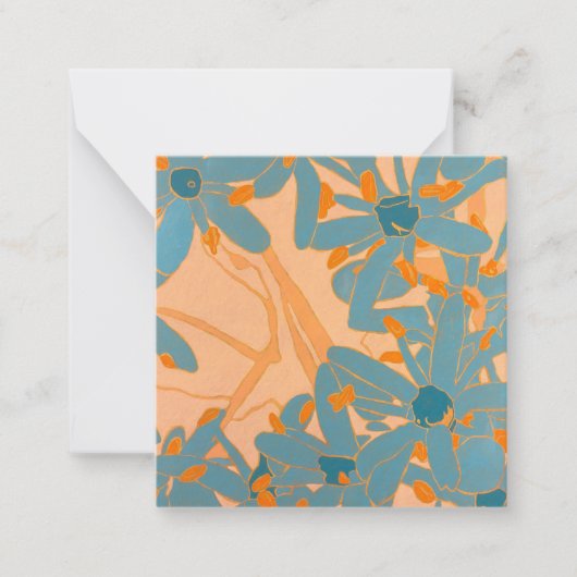 Carte De Correspondance Contemporary Leaf Design in Peach (Devant)