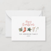 Carte De Correspondance cookie de fête de Noël rouge rustique vacances (Devant)