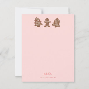 Carte De Correspondance Cookies de Noël festifs rose