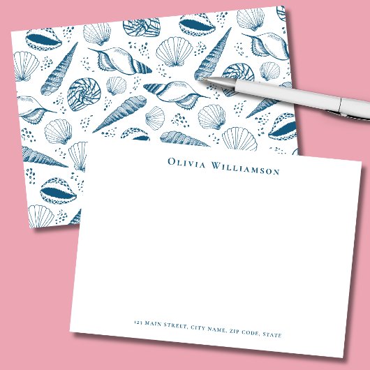 Carte De Correspondance Coque de Mer Bleue Côtière