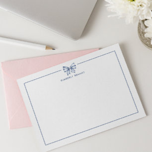 CARTE DE CORRESPONDANCE COQUETTE BLEUE STRIPED BAS PERSONNALISÉE