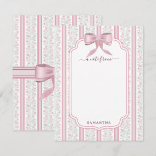 Carte De Correspondance Coquette Fleur Rose Vintage Nom Personnalisé