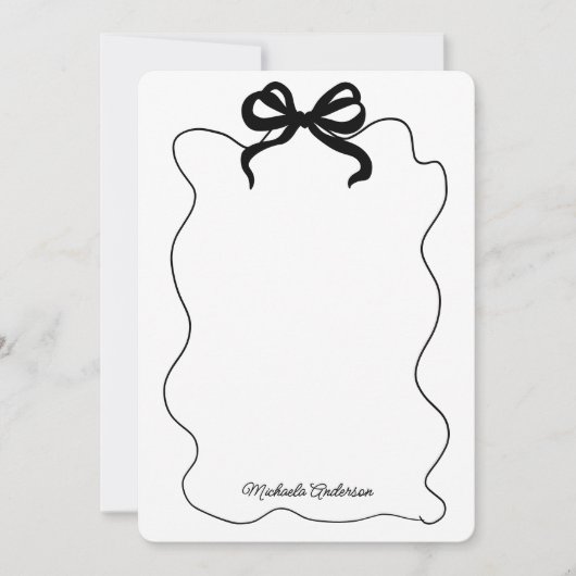 Carte De Correspondance Coquette noire tendance Bow & Squiggle Frame (Devant)
