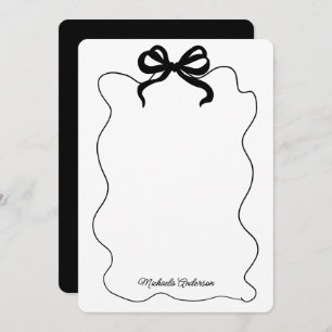 Carte De Correspondance Coquette noire tendance Bow & Squiggle Frame