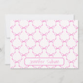 Carte De Correspondance Coquette Pink Bows Striped Elegant Personalized (Devant)
