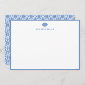 Carte De Correspondance Coquillage bleu classique - Papeterie personnalisé (Devant / Derrière)
